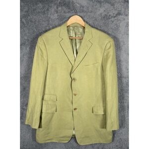 Ralph Lauren Purple Label Blazer Mens 44L Green 100% Linen 3 Button Sport Jacket
